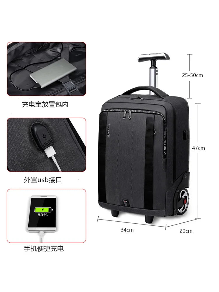 Travel Bag on Wheels Trolley Backpack Business Large Luggage Travel Suitcase Bag Waterproof Rolling Luggage For Women Men Trunk