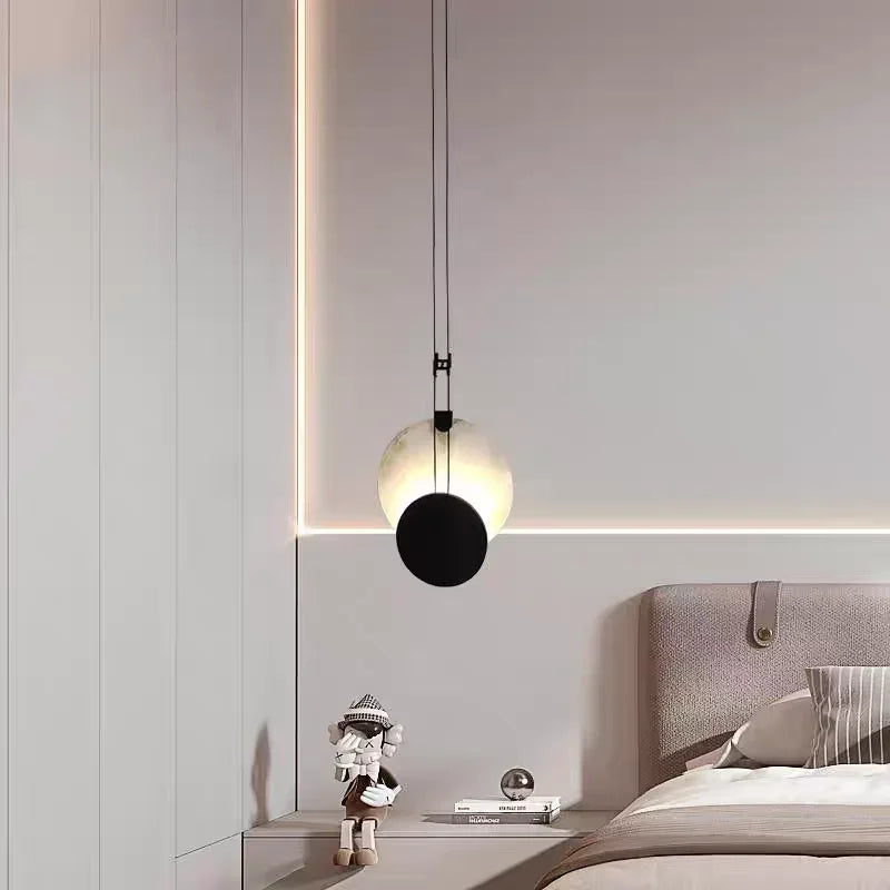 Italian light luxury marble chandelier bedroom bedside pendant lamp Background wall ceiling lamp interior decor atmosphere light