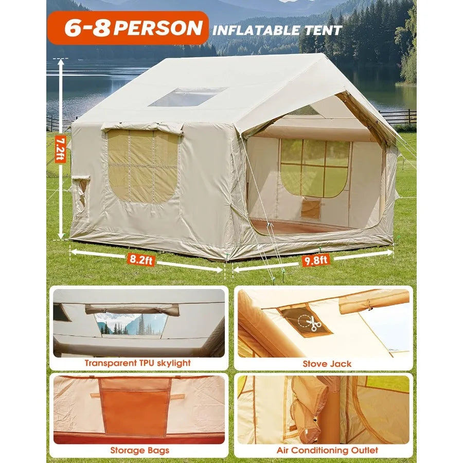 Inflatable Tent for Camping with Pump 46 Person ExtraSpace Blow up Tent 420D Waterproof Ox Glamping Air for Family 4 Season Inf