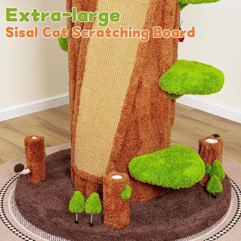 nunu super large cat tree tower – all-in-one tall cat tower with scratching post, luxury multi-level solid wood cat condo for in