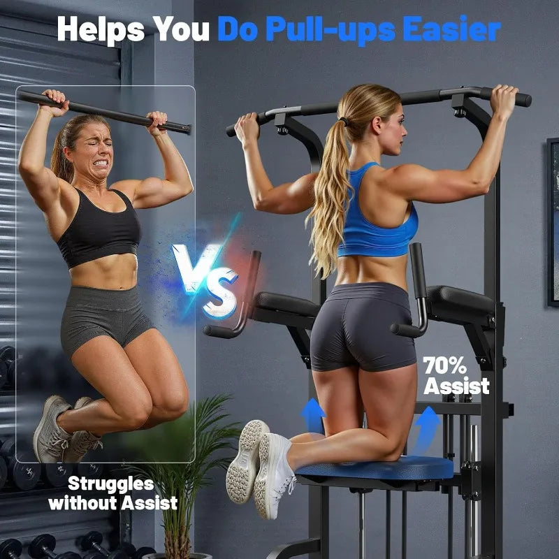 POPULAR Power Tower Pull Up Bar Station, 450LBS Stable Pull Up Dip Station For Home Gym Strength Training Equipment