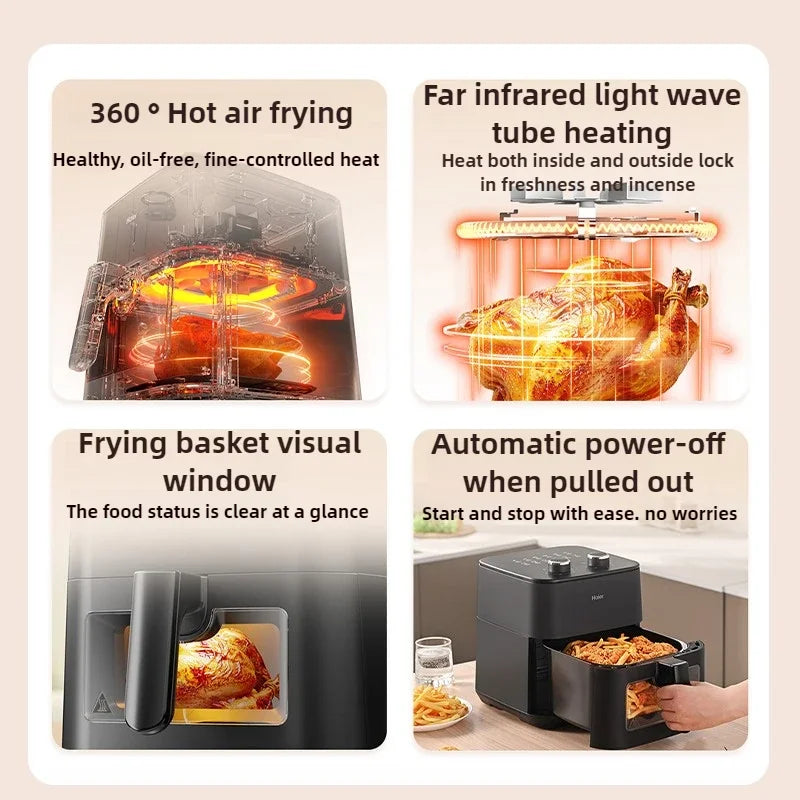 air fryer oven multi-functional large-capacity 1200W 5L large capacity 220V household new visual no-turn-over electric fryer