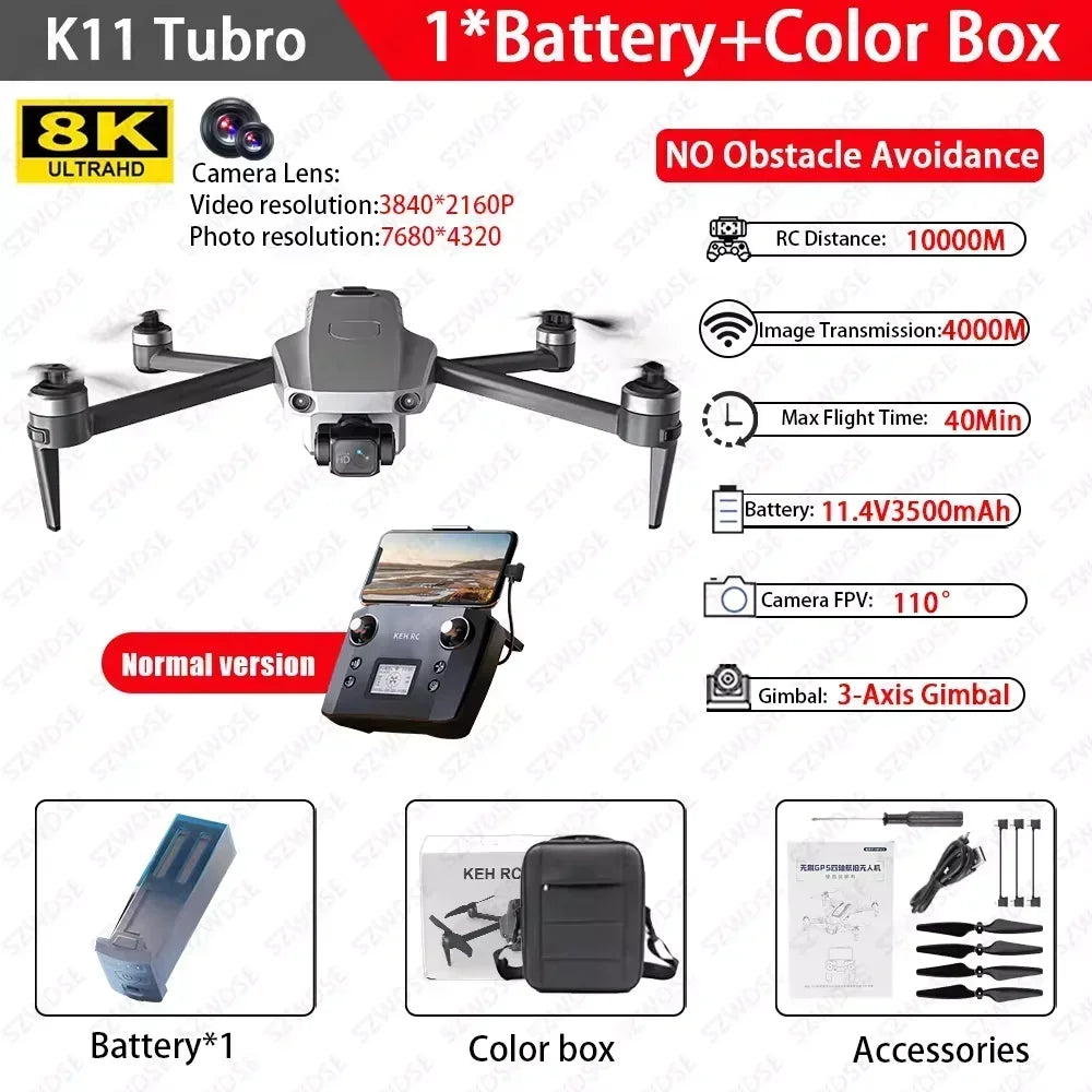 Cole Professional K11 Tubro Drone Aerial 8K HD Dual Camera with Built-in Airdrop Intelligent Obstacle Avoidance And RC Aircraft