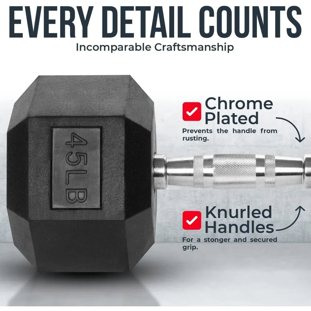 Dumbbells - Heavy duty PVC coated weights, chrome-plated knurled handles lifting weights, fitness home gym training gear