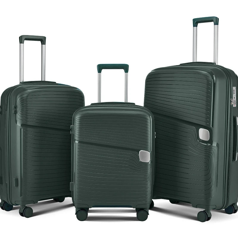 3 Set Large Capacity Students Trolley Case Zipper Thickening Rolling Luggage Case Combination Lock Luggage Travel Bag