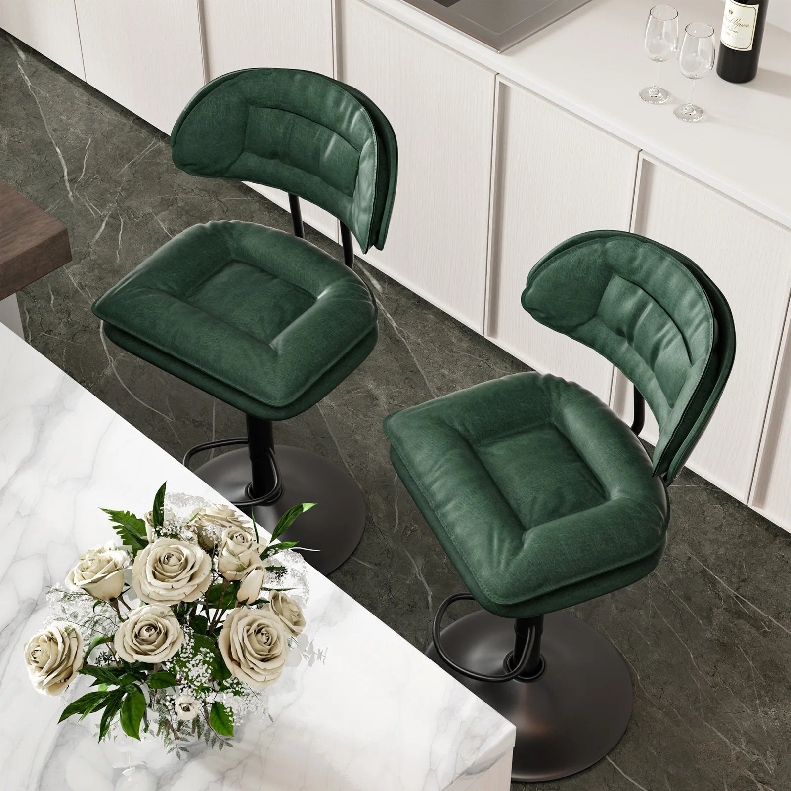 2Pcs Rotating Dining Chair Modern Bar Stools Bar Chairs Simple Backrest Bedroom Dining Room Highchairs Nordic Luxury Dinner Furniture