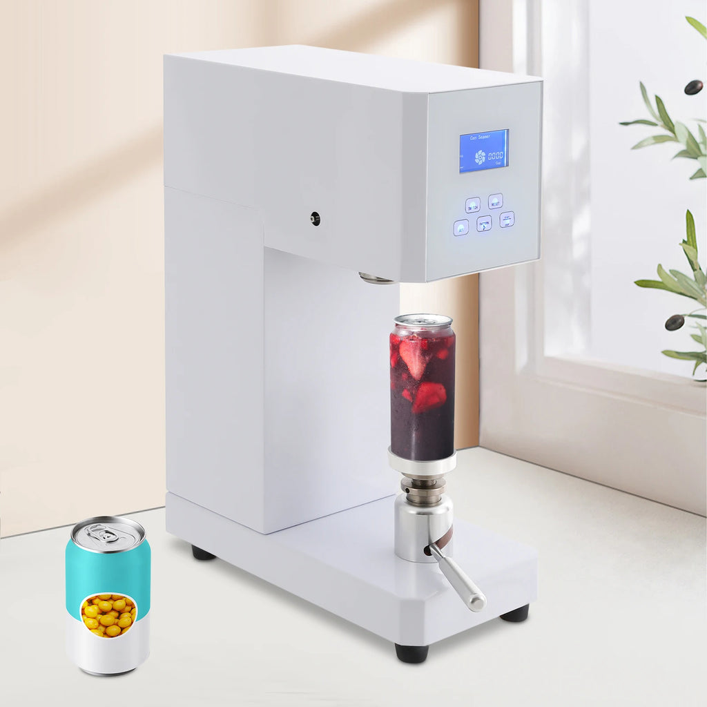 LED Display Beverage Seal Machine 370w Milk Tea Drink Bottle Sealer White Cans Sealer for Sealing Pet Plastic Bottles