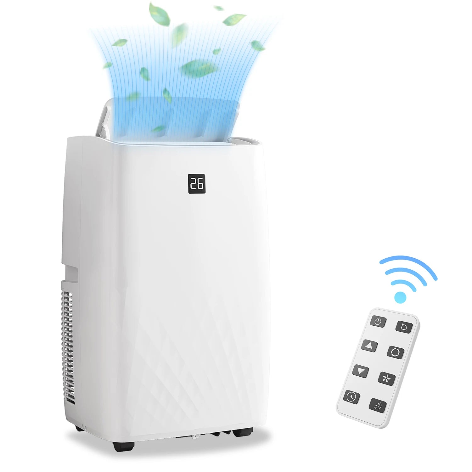 14,000 BTU Portable Air Conditioner - Smart Control Quiet 48dB 3-Speed Fan Dehumidifier 24-Hour Timer for 750 Sq. Ft.