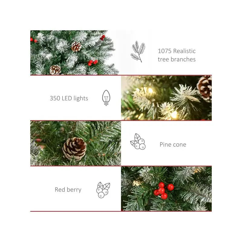 7.5ft Artificial Christmas Tree with Lights and Ornaments, Pre-Lit Holiday Decoration for Home Décor