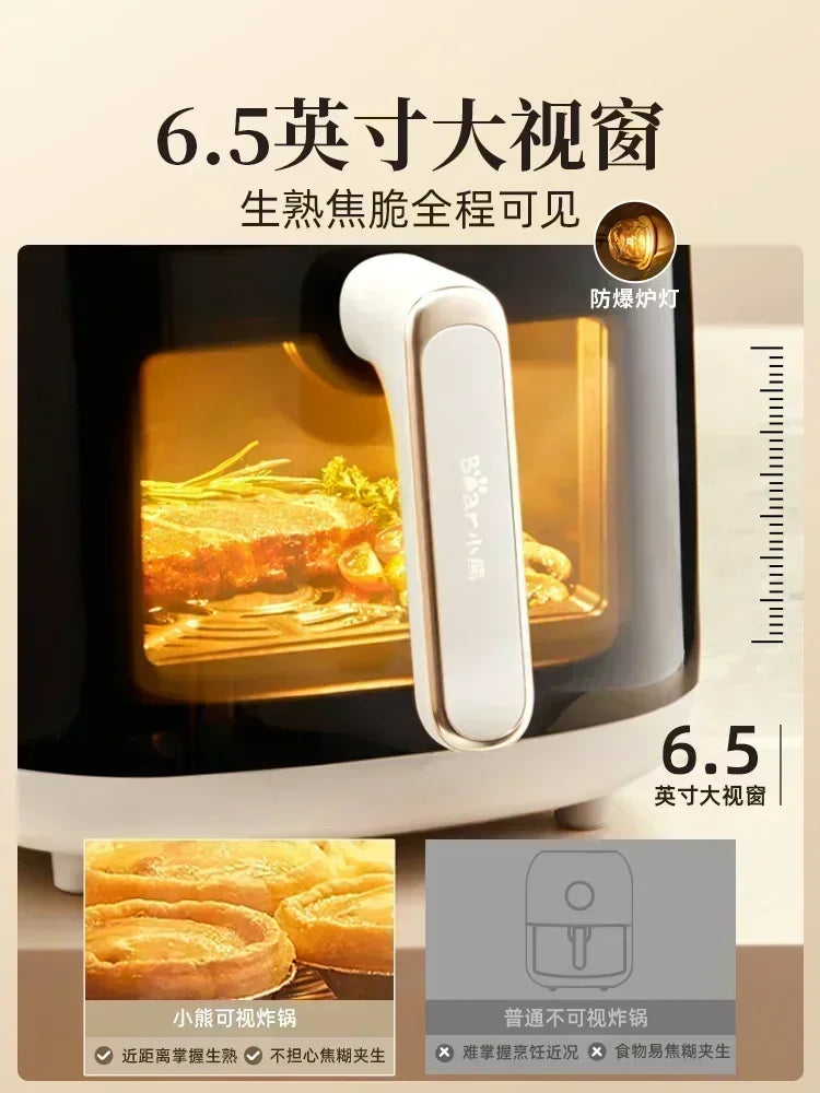 Visual Large Capacity Air Fry Pot, Home Flip Free New  Air Fryer Electric French Fryer Electromechanical Oven.