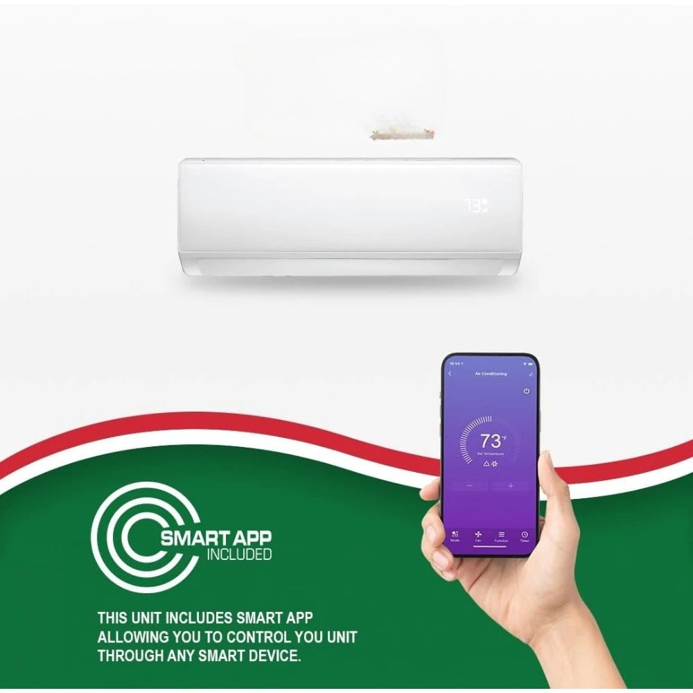 12,000 BTU 115V Ductless Mini Split Air Conditioner & Heat Pump – 17 SEER2 Inverter AC System – Pre-Charged – 13FT Installation